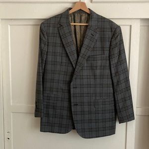 Elevee Bespoke Windowpane Blazer Super 130s Ariston Made in Italy Wool 42S